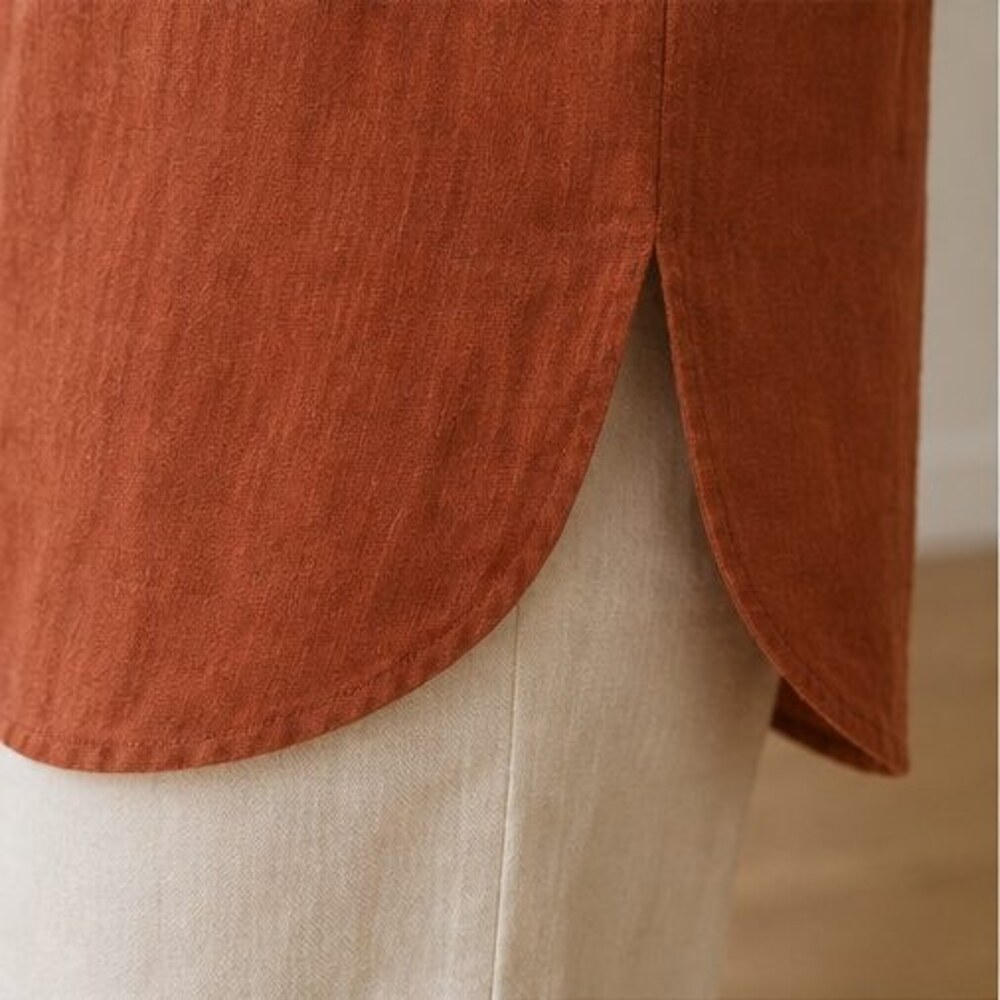 Rust Split Neck Tunic Blouse - Picture 6 of 6